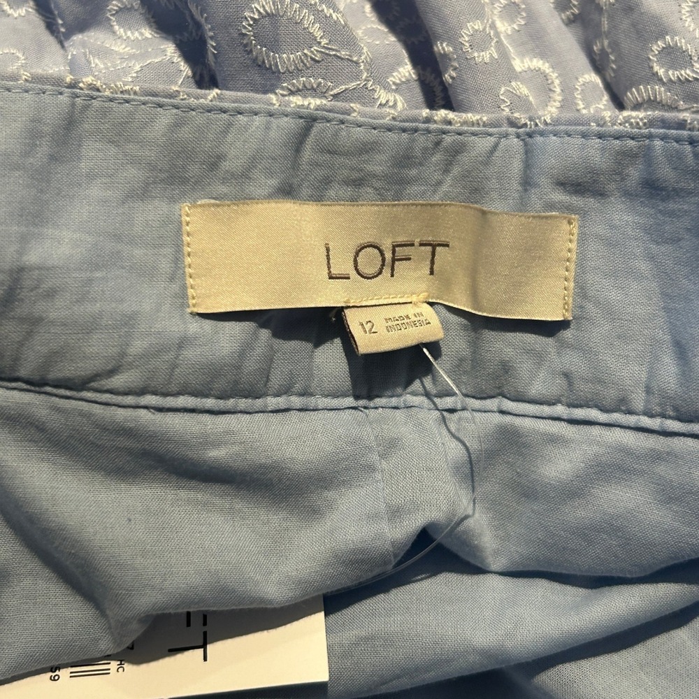 LOFT‎ Two Piece Blue White Floral Embroidered Scalloped Cotton Set NWT- Sz 10/12 - Picture 13 of 14